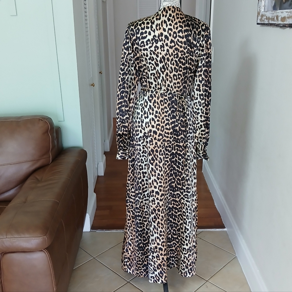 Ganni Silk Leopard Print Wrap Dress - Picture 6 of 9